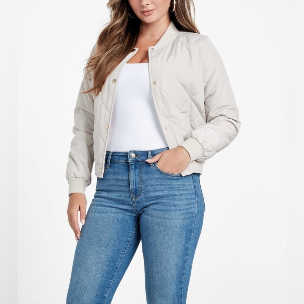 Guess Women’s Quilted Overnight Oats Bomber Jacket Size XL NWT